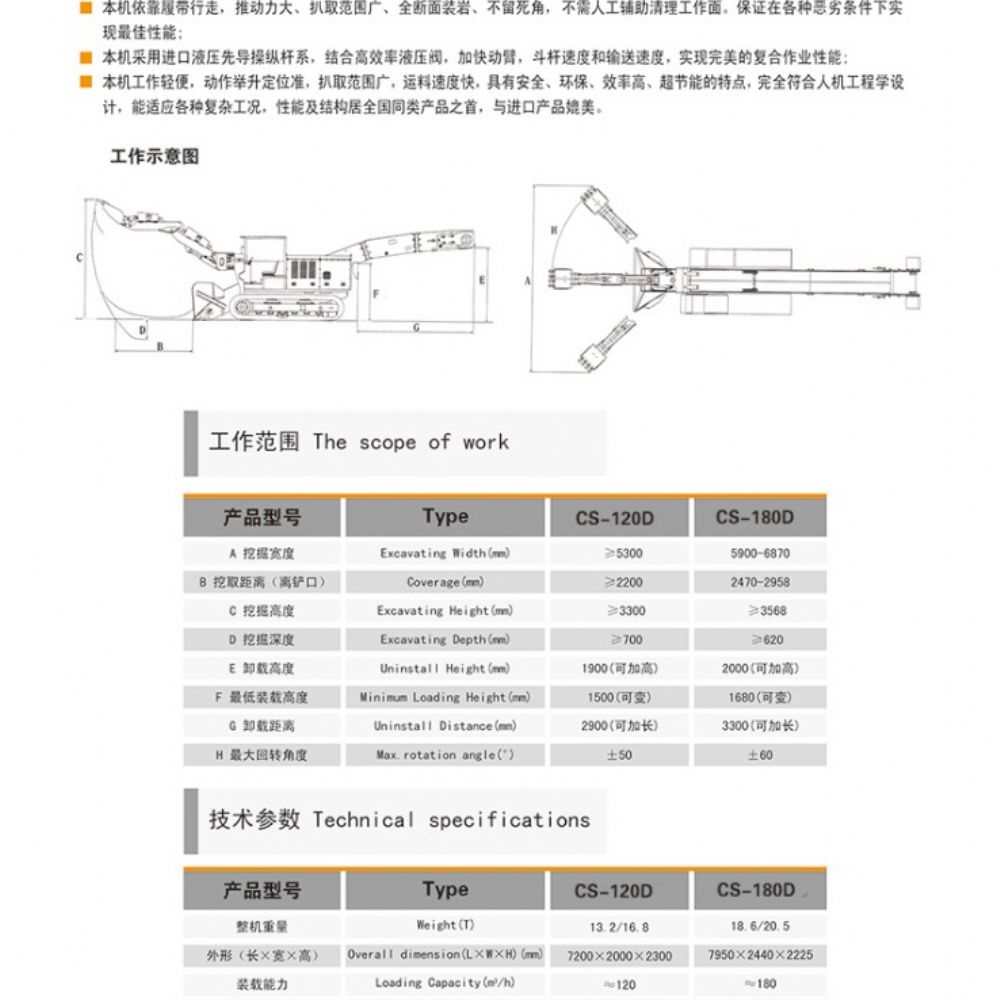 CS-120D大坡度专用履带式扒渣机